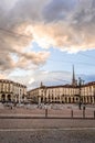 Piazza Vittorio, Turin, Piedmont, Italy: view of the square at sunset Royalty Free Stock Photo