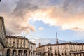 Piazza Vittorio, Turin, Piedmont, Italy: view of the square at sunset Royalty Free Stock Photo