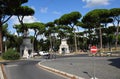 Piazzale Brasile with Eagle Statues next to Porta Pinciana in Rome, Italy