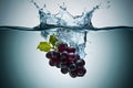 Pic An artistic depiction of water splash with grapes in photography