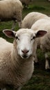 Pic Close up shot captures sheeps curious gaze in farm setting