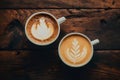 Pic Collection of mixed cup cappuccino and latte displayed in top view foodgraphy