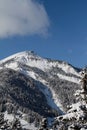 Pic covered in Snow. Mountain in the Dolomites in Val Gardena seen from La Selva in Wolkenstein in GrÃÂ¶den. Winter Landscape
