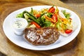 Picanha, salad and white sauce