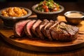 Picanha steak. juicy and tender meat. steak skillfully sliced. revealing its succulent texture. Royalty Free Stock Photo