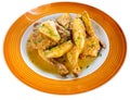 Picante de pollo, spicy chicken with pears