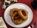 Picarones delicious peruvian dessert made of pumpkin, sweet potato and Chancaca honey