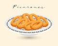 Picarones pumpkin donuts, dessert, latin american cuisine. National cuisine of Peru. Food illustration vector