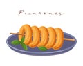 Picarones pumpkin donuts, dessert, latin american cuisine. National cuisine of Peru. Food illustration vector