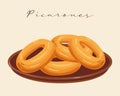 Picarones pumpkin donuts, dessert, latin american cuisine. National cuisine of Peru. Food illustration vector