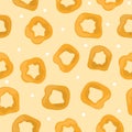 Picarones pumpkin donuts, dessert, latin american cuisine. Seamless pattern