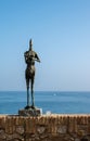 Antibes, France - 10 26 2022 : sculpture facing the mediterranean sea in the garden of the Picasso museum