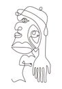 Picasso one line drawing style. Abstract face contemporary art minimalism