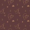 Picasso style dove seamless pattern. Love and peace symbol. Vector Royalty Free Stock Photo