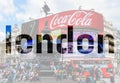 Piccadilly Circus - London with people, Shaftesbury Memorial Fountain and Red bus Royalty Free Stock Photo