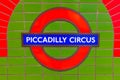 Piccadilly Circus Tube sign in London