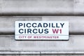 Piccadilly Circus sign on a wall in London