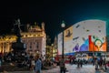 Piccadilly Circus square at night in London, England, UK Royalty Free Stock Photo