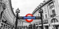 Piccadilly Circus station underground tube street signage, London, England, UK Royalty Free Stock Photo