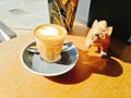 Piccolo latte with cat Royalty Free Stock Photo