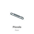 Piccolo outline vector icon. Thin line black piccolo icon, flat vector simple element illustration from editable music concept