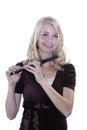 Piccolo Player Teenage Girl on White Royalty Free Stock Photo