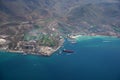 Golf course la paz baja california sur mexico aerial panorama from airplane pichilingue harbor Royalty Free Stock Photo