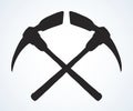 Pick axe icon. Vector drawing sign