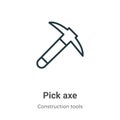 Pick axe outline vector icon. Thin line black pick axe icon, flat vector simple element illustration from editable construction