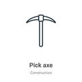 Pick axe outline vector icon. Thin line black pick axe icon, flat vector simple element illustration from editable construction
