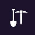 pick axe and shovel, digging tools icon