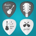 Pick guitar set flat vector