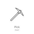 pick icon vector from desert collection. Thin line pick outline icon vector illustration. Outline, thin line pick icon for website Royalty Free Stock Photo