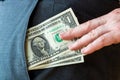 Pick pocket - stealing dollar bills out of a pocket
