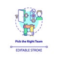 Pick right team concept icon