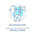 Pick right team turquoise concept icon