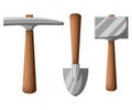 Pick shovel Mining tools, shovel and pickaxe illustration isolated on white