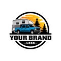 pick up camper truck, adventure truck, suv camper logo vector.
