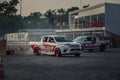 Pick-up car perform drifting on the track with motion blur Royalty Free Stock Photo