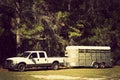 Pick up with horse trailer Royalty Free Stock Photo