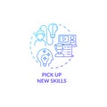 Pick up new skills blue gradient concept icon