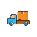Pick up transport cardboard box cargo delivery line and fill