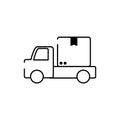 Pick up transport cardboard box cargo delivery line style icon