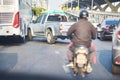 Pick-up truck bump Bus by accident on traffic road