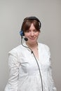 Wired Headset Woman Worker Royalty Free Stock Photo