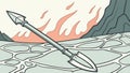 Pickaxe on ice with fire, elemental conflict and struggle. vector design Generative AI Royalty Free Stock Photo