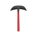 Pickaxe with red handle for coal mining