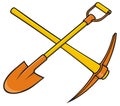 Pickaxe and shovel