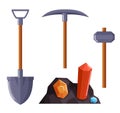 Pickaxe, Shovel and Hammer, Equipment for Mining