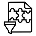 Picked file of puzzle game line icon, data hoarding concept. Vector graphics. File of media content with arrange button Royalty Free Stock Photo